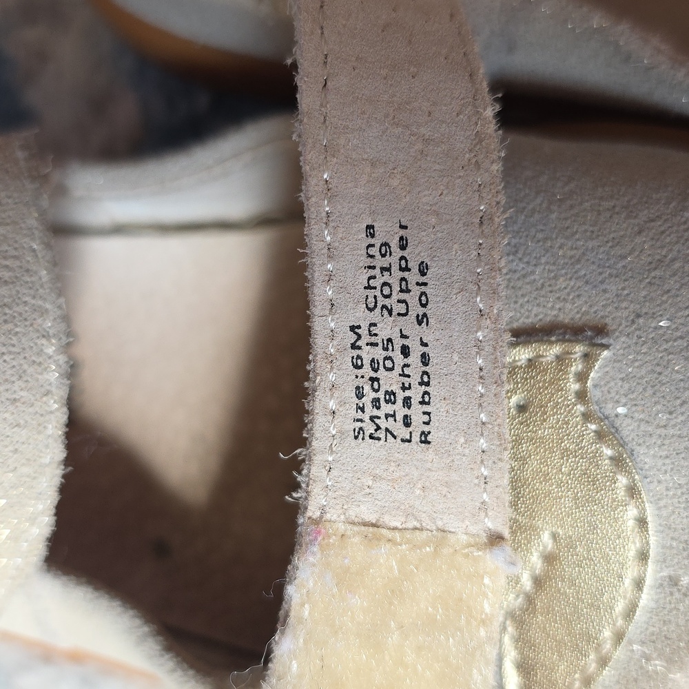 Livie & Luca Metallic Beige Mary Janes with Gold Bird Accent - Picture 5 of 5